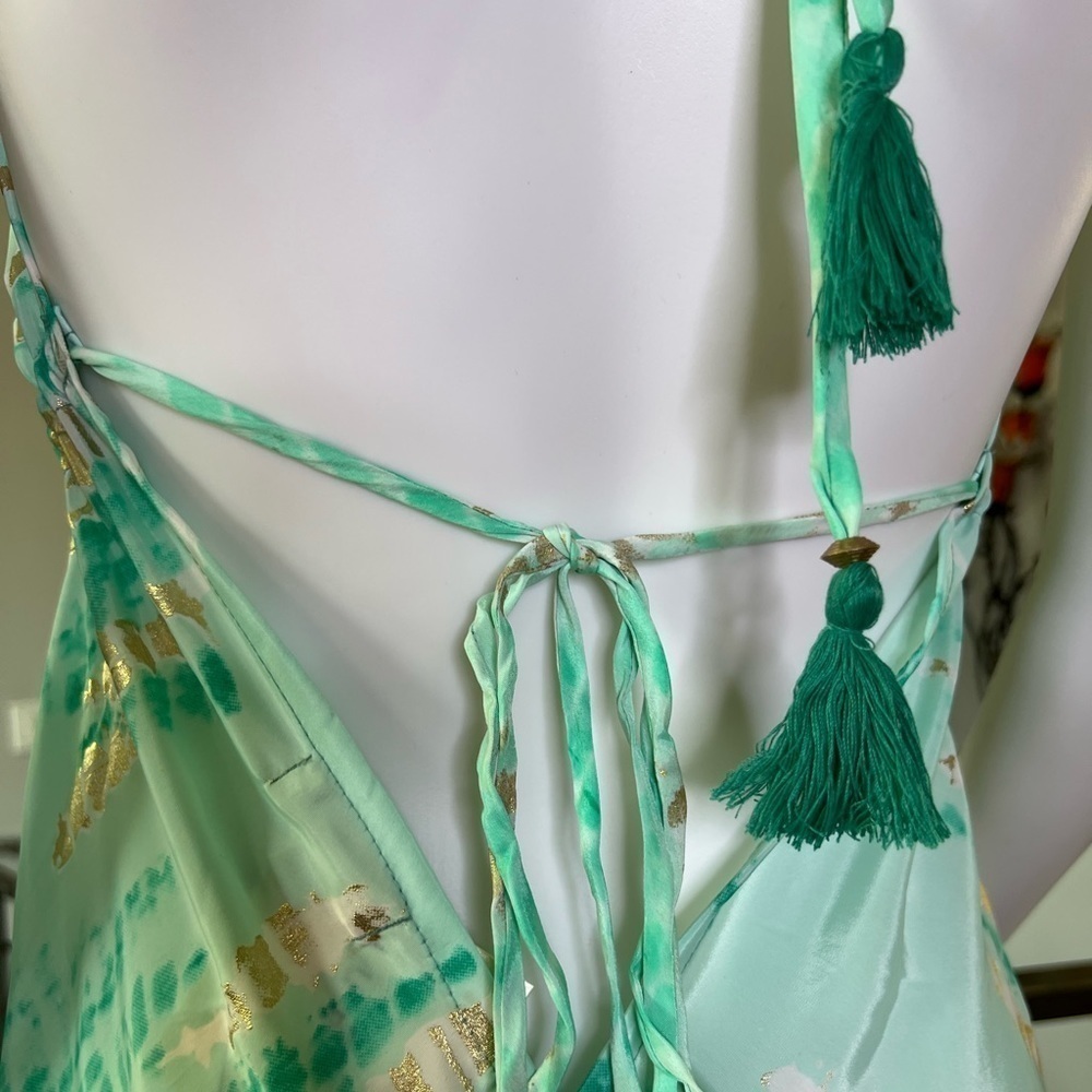 Metallic Print Halter Maxi Dress - Picture 9 of 14